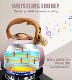 Tea Kettle for Stove Top, 3.2QT Whistling Tea Pots with Wood Parttern Handle, Stainless Steel Teapot for Home and Kitchen (Purple Gradient)