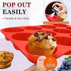 Walfos Silicone Muffin Pan Set of 3, Including Regular 12 Cups Muffin Pans, 24 Cups Mini Muffin Pan & 6 Cups Muffin Top Pan, Non-Stick Cupcake Pan, Easy to Pop Out & Dishwasher Safe