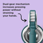 Chef'n FreshForce Lemon Squeezer Citrus Juicer, Handheld Manual Press with Dual-Gear Mechanism for Max Juice Extraction, Collard Green