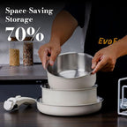 14 pcs Stainless Steel Cookware Set, Detachable Pots and Pans Set with Removable Handle, Non Toxic Space Saving RV Camping Cookware Set, Induction Cookware, Dishwasher & Oven Safe