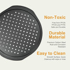 13 Inch Pizza Pan for Oven, 2 Pack Round Pizza Pan with Holes Non-sticking Carbon Steel Pizza Tray with Handles Pizza Baking Pan for Cooking and Grilling Oven Safe