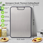 Titanium Kitchen Cutting Board Double-sided Chopping Boards for Meat,Vegetables, Dishwasher Safe Charcuterie Board Easy to Clean with Handle for Home Counter Outdoor Camping Gifts Large 15”×10.5”