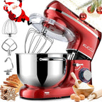 Stand Food Mixer, 6.5 Qt 660W, 6-Speed Tilt-Head , Kitchen Electric Mixer with Stainless Steel Bowl,Dough Hook,Whisk, Beater, Egg white separator (6.5-QT, Red)