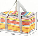 2pcs Insulated Reusable Food Picnic Bag Beach Bags, Beach Bag Cooler Bags with Zippered Top - Insulated Bag for Hot or Cold,Picnic Basket Collapsible, Outdoor Party, Camping,Festivals (C)
