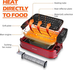 Smokeless Indoor Grill, Techwood 1500W Electric Grill Portable Korean Grill Non-Stick Grill Plates with Temperature Control, Removable Drip Tray, Tempered Glass Lid, Dishwasher-Safe