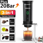 Portable Espresso Maker – Self-Heating USB-C Rechargeable Travel Coffee Maker for Car, Camping, Office, Hiking, portable coffee maker With Ground Coffee & NS Capsule (Black)