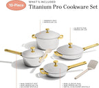 Our Place Titanium Pro Cookware Set (4-Piece) – Always Pan & Perfect Pot | Nonstick No-Coat Technology | Tri-Ply Titanium & Stainless Steel | Safe for Oven, Induction & Cooktops up to 750°F | Gold
