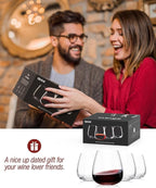 Stemless Wine Glasses Set of 4, 15oz Hand Blown Crystal Red White Wine Glass, Ideal for Daily Use and Special Days, Perfect Gifts for Both Men and Women, Father's Day