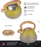 POLIVIAR Tea Kettle, 2.7 Quart Stovetop Tea Kettle, Audible Whistling Teapot with Crackle Finish, Food Grade Stainless Steel for Anti-Rust, Anti Hot Handle, Suitable for All Heat Sources (JX2023-LYG)