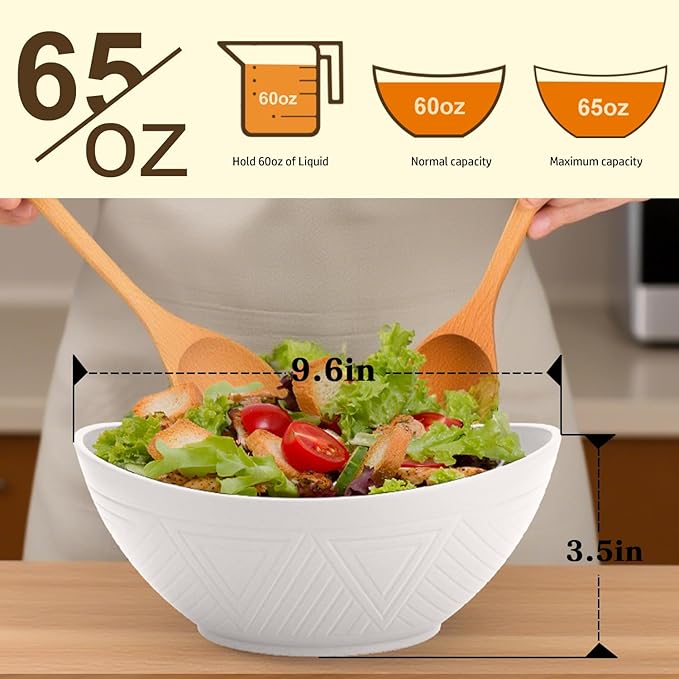 Homienly 9.6 inch Serving Bowls, Large Serving Dishes for Wedding Parties, 60 Oz for Salad, Side Dishes, Pasta, Oval Shape, Microwave & Dishwasher Safe, Set of 4, White