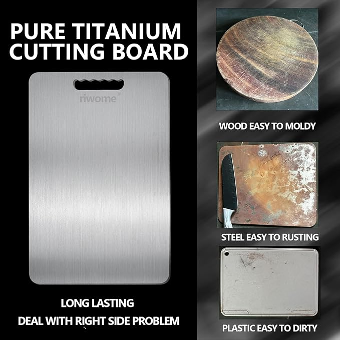 Titanium Cutting Board For Kitchen-Cutting Board Double Side Food Grade,Pure Cut Titanium,Durable Dishwasher Safe Easy to Clean Small Size (12''Lx10''W)
