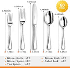 Silverware set for 12,60 Pieces Premium Stainless Steel Silverware set,Mirror Polished Cutlery Set,Heavy Duty Flatware Set for 12,Dishwasher Safe,Luster Series