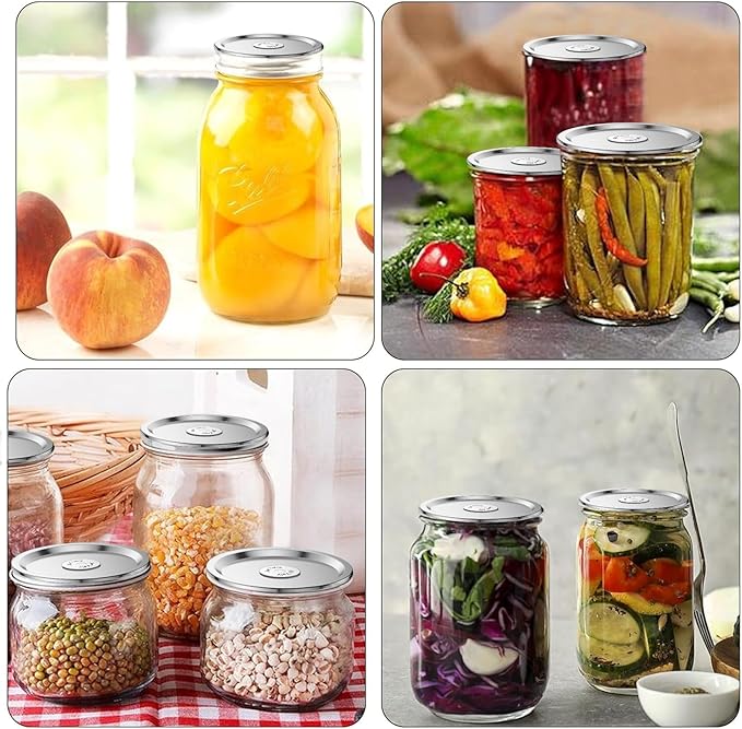 24Pcs- Regular Mouth Canning Lids for Ball, Kerr Jars - Split-Type Metal Mason Jar Lids for Canning - Food Grade Material, 100% Fit & Airtight for Regular Mouth Jars