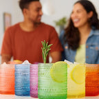 Khen Hobnail Drinking Glasses - Colorful Tumblers, 10 oz Drinkware for Parties, Brunches, BBQs, Picnics & Gifts - Cups for Cocktails, Iced Tea & Juice - BPA-Free - Set of 6, Summer Colors