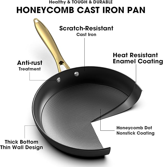 imarku Non Stick Frying Pans, 10 Inch Frying Pan with Lid, Professional Cast Iron Skillets Nonstick Frying Pan, Frying Pans Nonstick with Lid and Stay Cool Handle, Gift for Women and Men