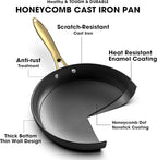 imarku Non Stick Frying Pans, 10 Inch Frying Pan with Lid, Professional Cast Iron Skillets Nonstick Frying Pan, Frying Pans Nonstick with Lid and Stay Cool Handle, Chrismas Gifts for Women and Men