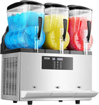 VEVOR Commercial Slushy Machine, 12Lx3 Triple Tank Frozen Drink Machine, 144 Cups Stainless Steel Margarita Smoothie Frozen Drink Maker, Slushie Maker for Home Party Restaurants Cafe Bars