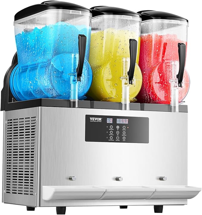 VEVOR Commercial Slushy Machine, 12Lx3 Triple Tank Frozen Drink Machine, 144 Cups Stainless Steel Margarita Smoothie Frozen Drink Maker, Slushie Maker for Home Party Restaurants Cafe Bars