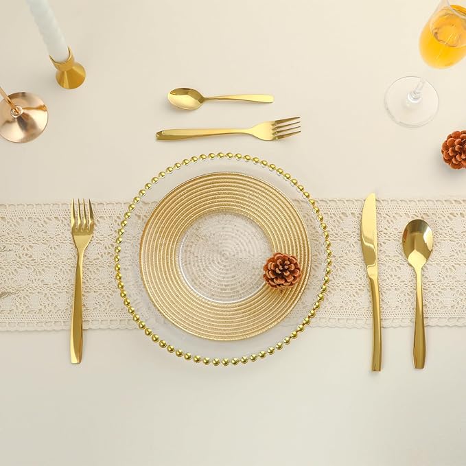 Gold 40 Piece Silverware Set,Stainless Steel Flatware Set for 8,18/0 Rust-Proof Cutlery Set with Forks & Spoons,Mirror Polished Dishwasher Safe - Heavy Duty Tableware for Home & Dining