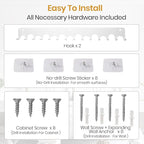 2 Pack White Wall Mount Key Hook Holder - No Drill Key Rack & Coat Hooks for Kitchen, Living Room, Office, Bathroom