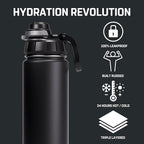 Vesmoon Vessence 24 Oz Stainless Steel Tea Infuser Bottle for Loose Leaf Tea, Water, Herbs, Fruits - Triple Layered Insulated, Leak Proof Bottle with Lid and Clip Handle - 24 Hours Hot/Cold