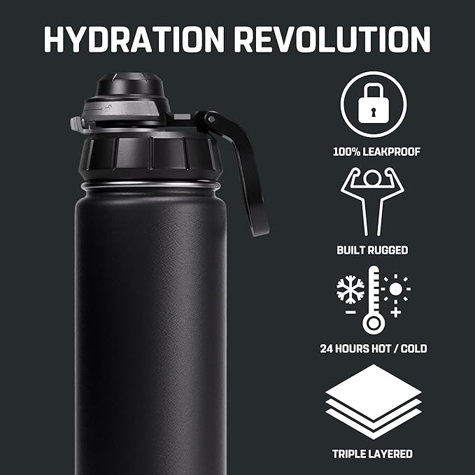 Vesmoon Vessence 24 Oz Stainless Steel Tea Infuser Bottle for Loose Leaf Tea, Water, Herbs, Fruits - Triple Layered Insulated, Leak Proof Bottle with Lid and Clip Handle - 24 Hours Hot/Cold