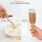 Wooden Scoops for Canisters 2PCS Wooden Flour Scoop for Jars Acacia Wood Scoop Coffee Scoops for Ground Coffee 4.9″Med-size Measuring Spoons Kitchen Scooper for Bath Salt & Laundry Multi-Purpose