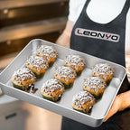 Leonyo Stainless Steel Baking Trays, 9.3 x 7 Inch Bakeware Cake Pan, Rectangle Lasagna Pan for Commercial Kitchen, Focaccia Bread, Casserole Dish - 2 Inch Deep
