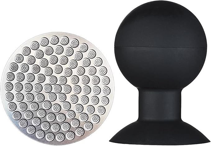 Puck Screen Reusable Mesh Coffee Filter for Espresso Portafilter Basket with Silent Puck Screen Ejector Coffee Grounds Remover Knock-Free Air Blower Kit (58mm)