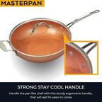 MasterPan Copper tone 12-inch Ceramic Non-stick Wok with Lid