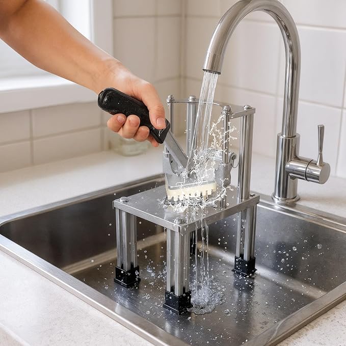 Commercial French Fry Cutter with 4 Replacement Blades, 1/4" and 3/8" Blade Easy Dicer Chopper, 6-wedge Slicer and 6-wedge Apple Corer, Lemon Potato Cutter