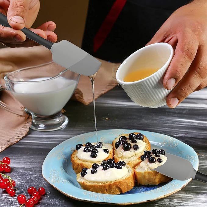 Coukre Silicone Spatula Set of 5,High Temperature Resistant, Food Grade Silicone, Dishwasher Safe, for Baking, Cooking (Gray)