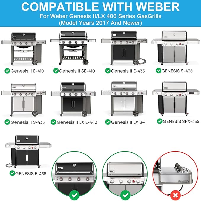 Full Size Griddle Insert for Weber Genesis II 400 Genesis II LX 400 Series Gas Grills, Flat Top Griddle Plate for Weber Genesis II E-410/E-415/E-425/E-435, Genesis II LX 440, Replace for 6789