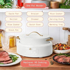 Beautiful 10-in-1 6-Quart Electric Multi-Cooker with Ceramic Coated Pot, Oven Safe to 400°F, Easy Cleanup & Multi-Function Cooking, by Drew Barrymore (White Icing)