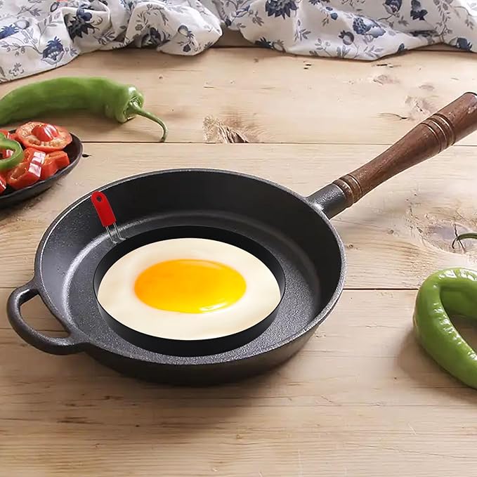 8 Inch Large Egg Rings for Frying Eggs with Foldable Handle, 2 Pack Stainless Steel Round Egg Shaper, Eggs Mcmuffin Ring Mold for Camping Pancake Sandwiches