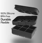 glacio Silicone Ice Cube Trays – Large Silicone Molds for 2-Inch Ice Cubes and Spheres Whiskey Ice Cube Trays with Lids for Cocktails & Bourbon – Set of 2