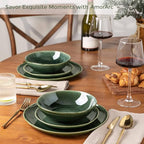 AmorArc Ceramic Dinnerware Sets,Handmade Reactive Glaze Stoneware Plates and Bowls Set,Highly Chip and Crack Resistant | Dishwasher & Microwave Safe Dishes Set,Service for 6 (18pc)