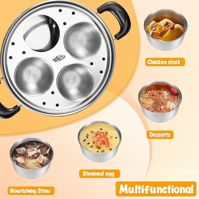 2Pcs Egg Poacher Pan Stainless Steel Poached Egg Maker with 8 Cups Nonstick Stovetop Egg Cooker Pot for Induction Cooktop (Silver, 2-Pack)