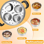 Egg Poacher Pan Stainless Steel Poached Egg Maker with 4 Cups Nonstick Stovetop Egg Cooker Pot for Induction Cooktop (Silver, 1-Pack)