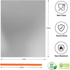 Oven Liners for Bottom of Oven Silver (2-pack) Bundled with Rack Shield (2-pack) - Large Mat for Bottom of Stove (17"x 25") and 14" Orange Range Guards for Racks - Reusable & Heat Resistant