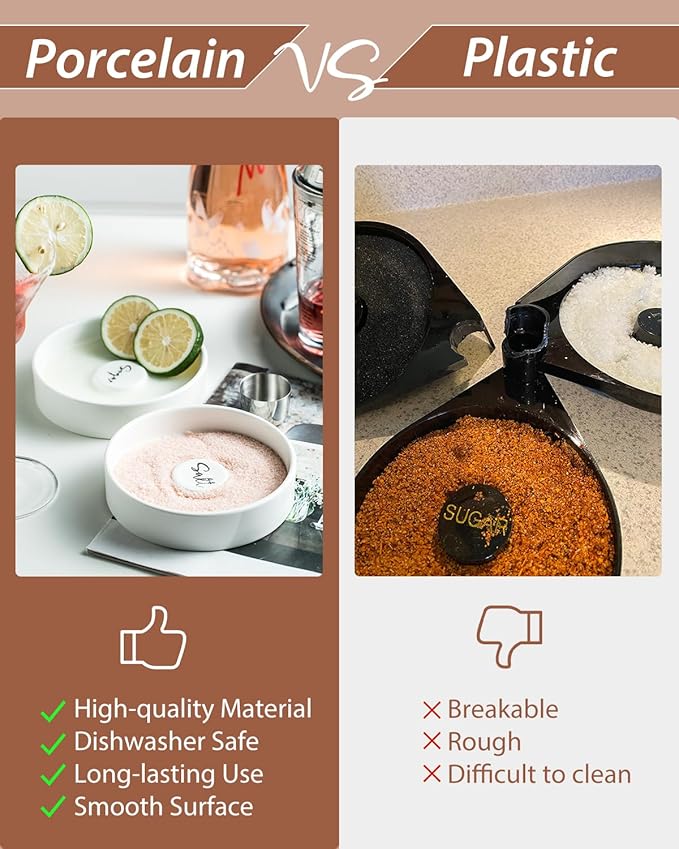 Margarita Salt Rimmer Set, Ceramic Bar Glass Rimmer for Margarita and Cocktail Bartender Tool Salt Box Spice Container Bar Decor for Home Set of 2, White