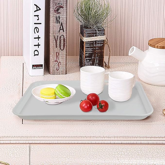 White Large Plastic Fast Food Serving Tray, Rectangle, 6 Packs