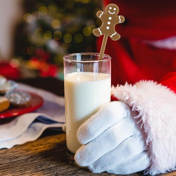 30 Pcs Christmas Drink Stirrers Xmas Stir Stick Holiday Coffee Swizzle Stick Reusable Plastic Hot Cocoa Bar Chocolate Decoration Cocktail Mixer(Gingerbread Man,Cute Color)