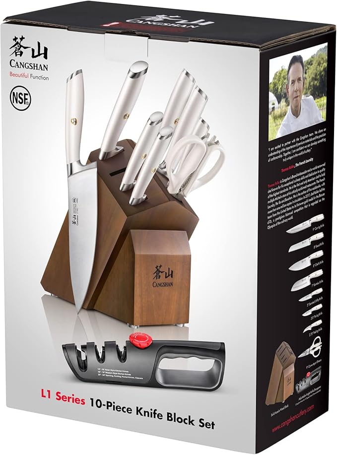 Cangshan L1 Series 10-Piece Knife Block Set, Forged German Steel, 1027532