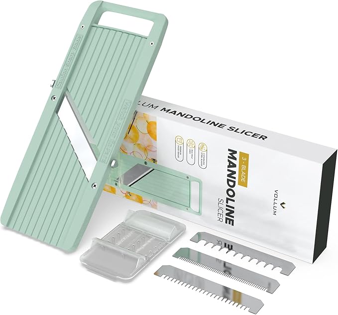 Narrow Mandoline Slicer for Kitchen – Professional Slicer Vegetable Cutter Japanese Mandoline Slicer with Interchangeable Stainless Steel Blades – Food Manual Slicer Handheld Mandoline Slicer