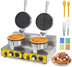 Dyna-Living Commercial Waffle Maker Double Head Waffle Maker, 2400W Non-Stick Commercial Waffle Iron Stainless Steel Waffle Machine for Restaurants, Large Waffle Machine Commercial