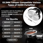 IKAPE 53MM Black Espresso Tool Set 8 IN 1, Coffee Tamper, Distributor, Magnetic Funnel, Puck Screen, Tamper Station, Stirrer Distribution Tool, Cleaning Towel and Brush