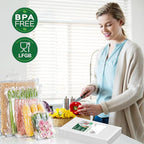 Bonsenkitchen Precut Vacuum Food Sealer Bags 100 Pint 6" x 10", BPA Free, Commercial Grade Textured Food Vacuum Sealer Bag, Thick Embossed Bags for Food Storage and Sous Vide Cooking VB3204