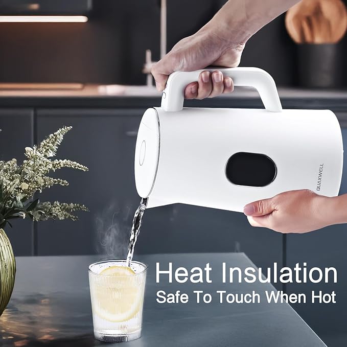 Electric Kettle, 1.5L Stainless Steel, Double Wall Cool Touch Teapot, Fast Boil,5 Temperature Control, LED Display, Auto Shut-Off, BPA-Free,Keep Warm Function, Ideal for Tea & Coffee,White