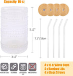 Vintage Hobnail Drinking Glasses Set of 4, 16 oz Highball Glasses Cup Set, Kitchen Water Glasses Cup, Bar Mixed Drinkware Set for Beer, Juice, Cocktail, Whiskey, Milk